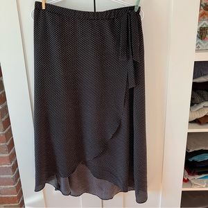 Polka dot faux wrap skirt